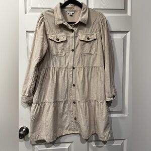 American Eagle tan corduroy button up dress size Medium